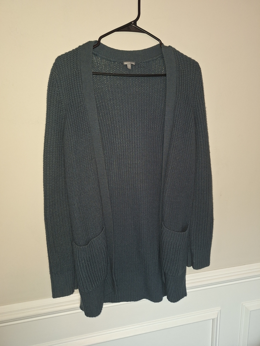 Charlotte Russe Slate Blue Open-Front Knit Cardigan